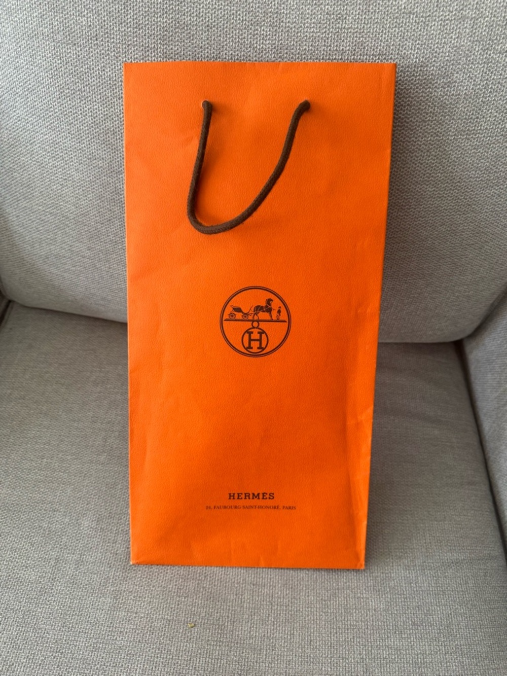Hermes Orange Rope-Handle Gift Bag